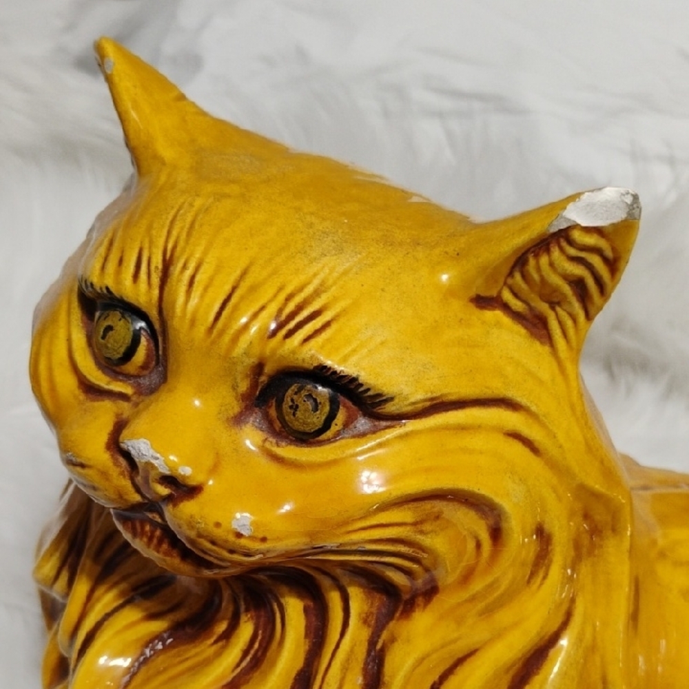 SALE! Large 1977 Vintage Cat Decor Majestic Gold Cat Sculpture #205 SMALL CRATE - Picture 11 of 12